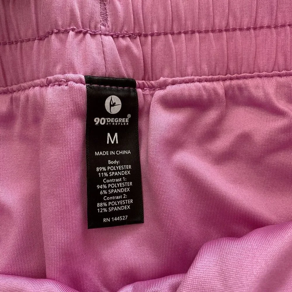 90 Degree Women's Pink Lavender Running‎ Short with Built-In Briefs Gym Sz M New